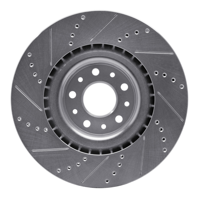 Fiat 500L Brake Rotor (1) - Front Right - R1 Concepts - Drilled & Slotted - Silver - `14-`19